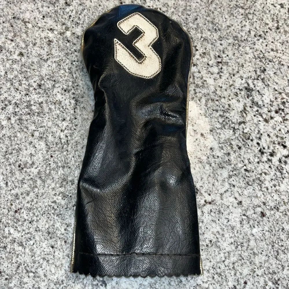 Vintage iliac Jan craig “style” 3 top head cover retro golf fans Brown Gold Trim